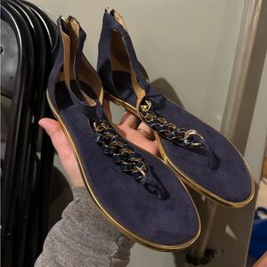 Navy Chain Detail Shoes Nine West